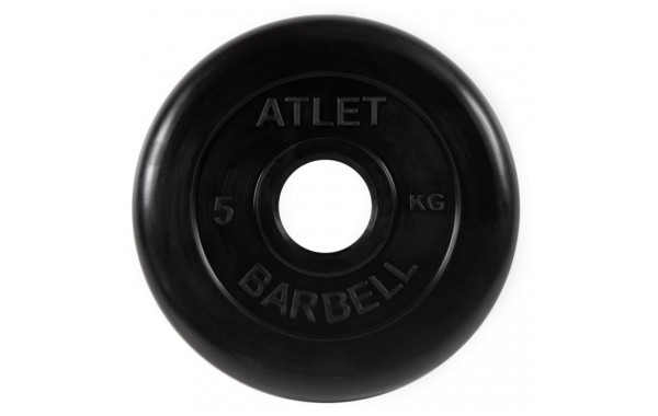 Диск обрезиненный d51мм MB Barbell Atlet 5кг черный MB-AtletB51-5 600_380