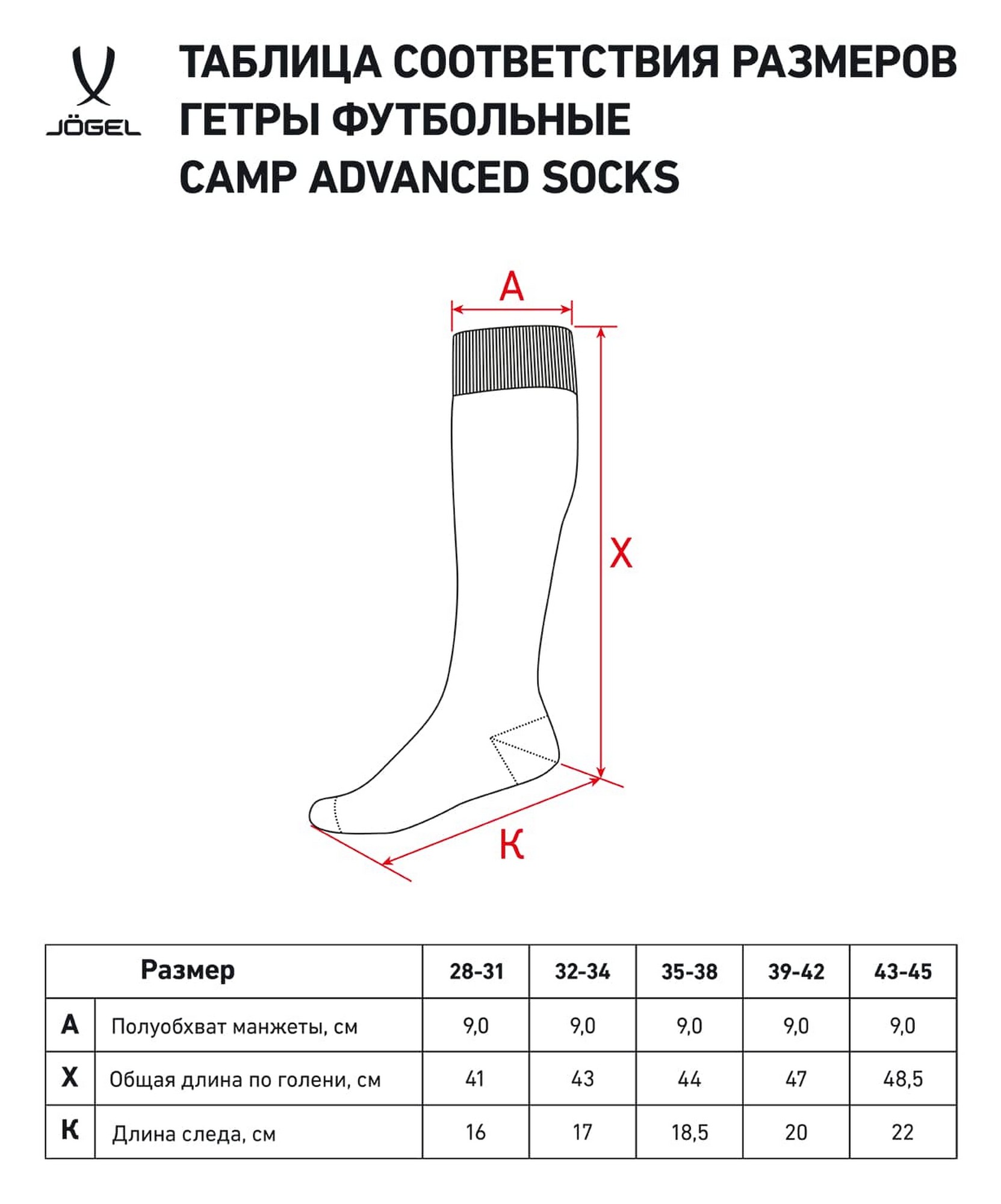Гетры футбольные Jogel Camp Advanced Socks красный\белый 1663_2000